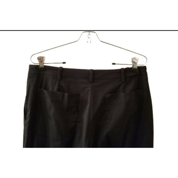 THEORY Black Studio Pants Sz 6 Wide Leg Pockets Trousers Casual - Picture 6 of 8